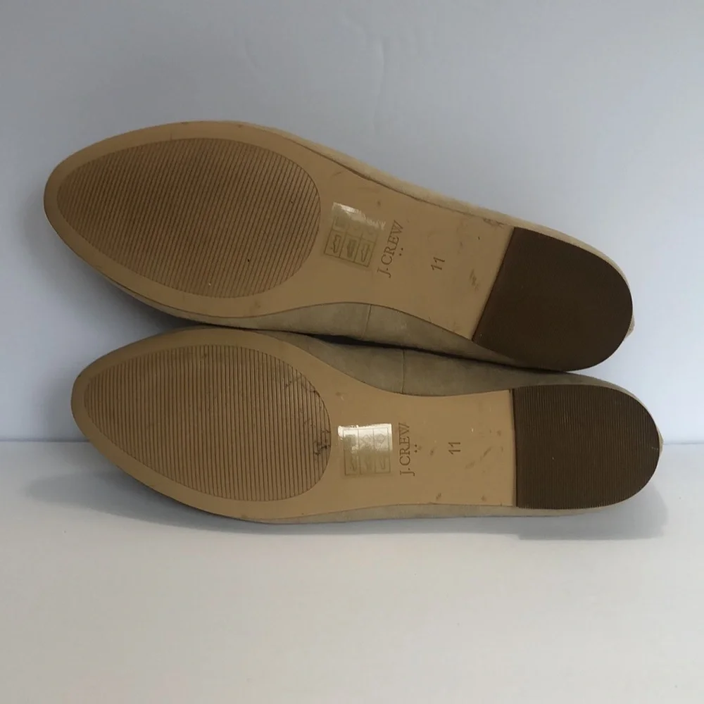 J. Crew Factory Cream Almond Toe Tasseled Slip on Flats size 11